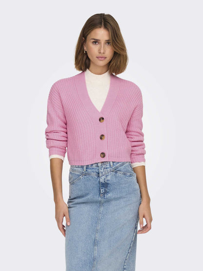 Cardigan cropped Only Carol rosa per donna dallo stile Casual
