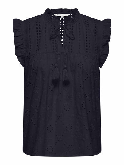 Only Reva, canotta donna blu in cotone dal taglio regular