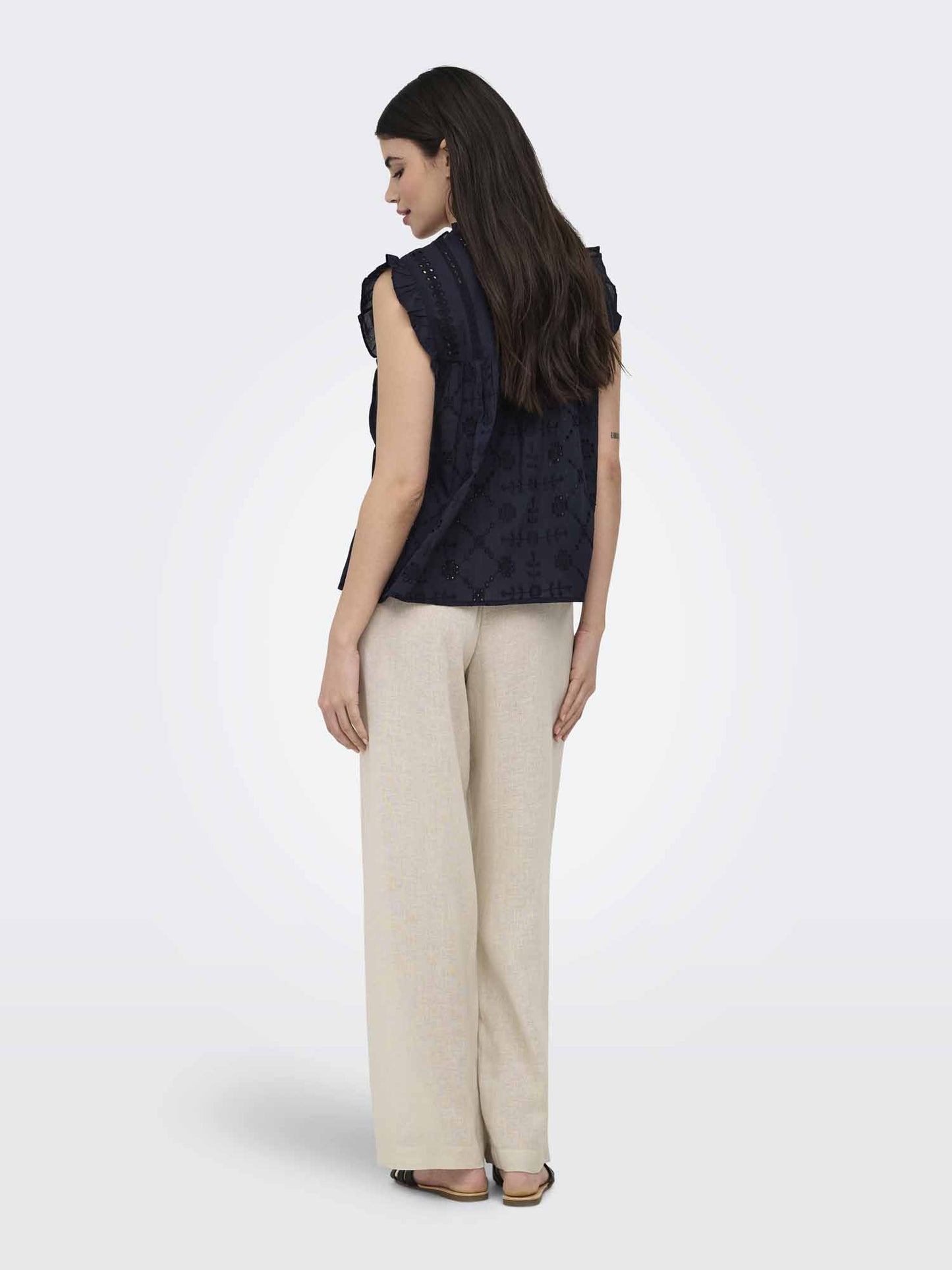 Only Reva, canotta donna blu in cotone dal taglio regular