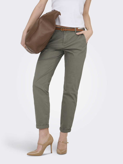 Pantaloni chino Only Onlbiana Life Cotton verde da donna