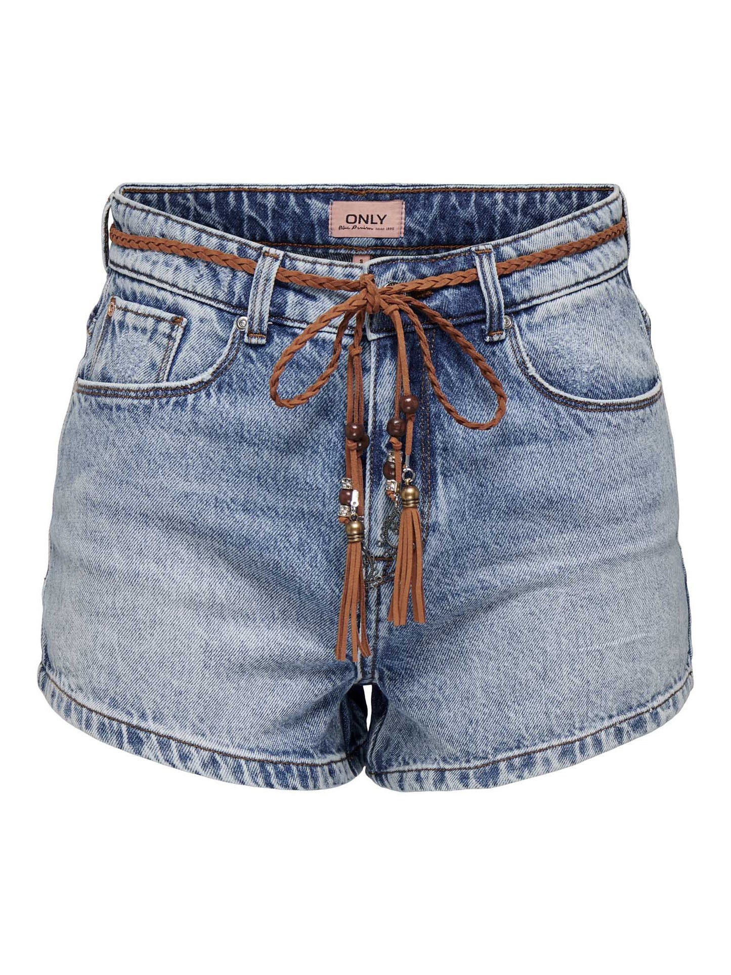 Shorts Only Kelly in denim chiaro da donna con cintura
