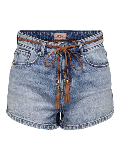 Shorts Only Kelly in denim chiaro da donna con cintura