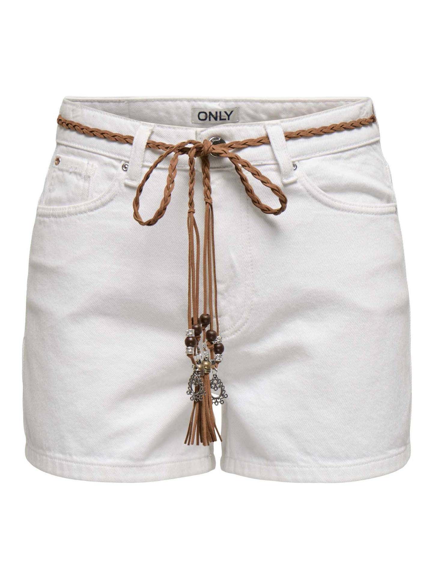 Only Kelly, shorts denim a vita alta da donna bianchi