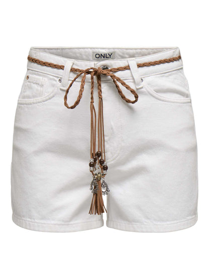 Only Kelly, shorts denim a vita alta da donna bianchi