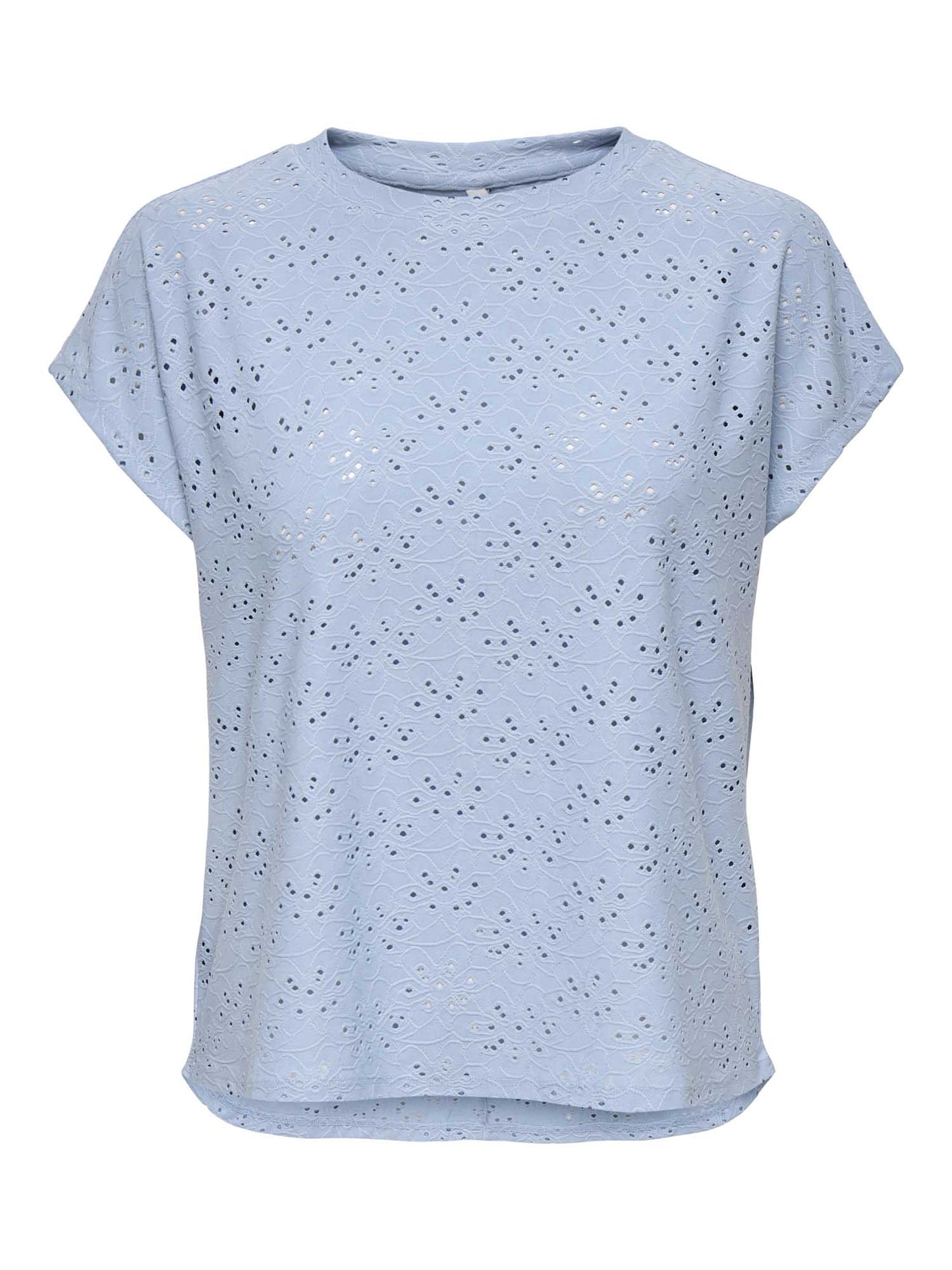 T-shirt maniche corte Only donna con dettagli in pizzo azzurra