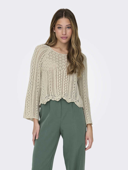 Only Onlnola, maglia a maniche 3/4 da donna grigia in cotone riciclato