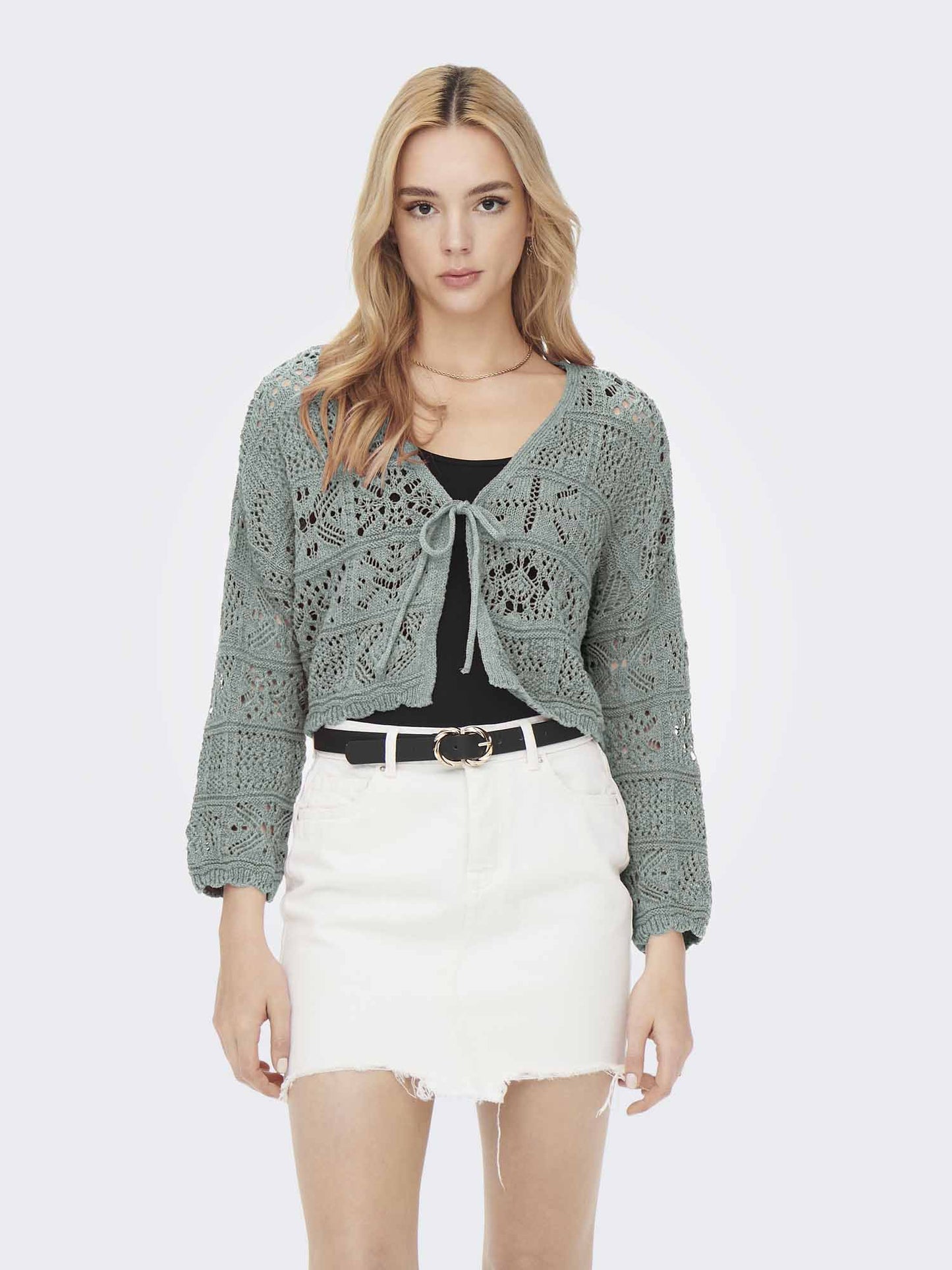 Only Beach Life, cardigan crochet verde da donna casual