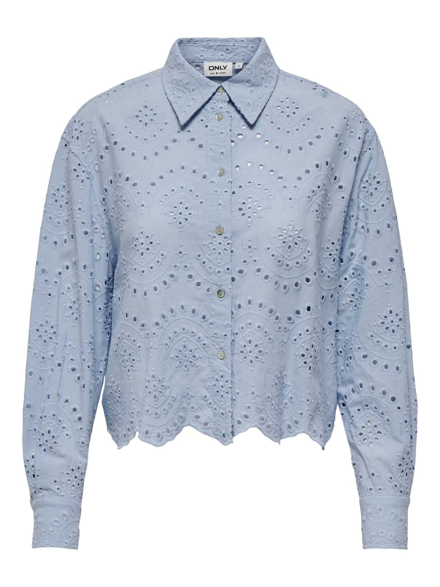 Camicia casual da donna Only in tessuto azzurro tono cashmere