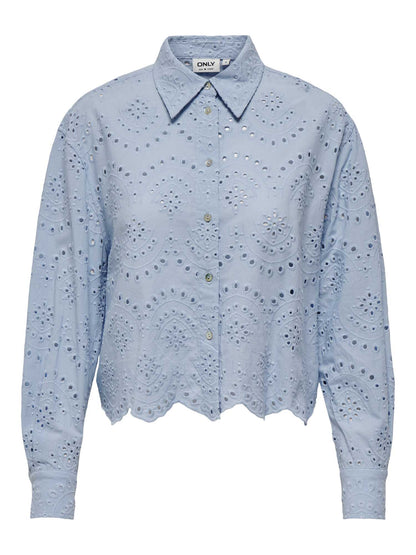 Camicia casual da donna Only in tessuto azzurro tono cashmere