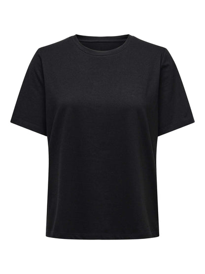 T-shirt nera da donna Only ONLONLY con maniche corte in cotone
