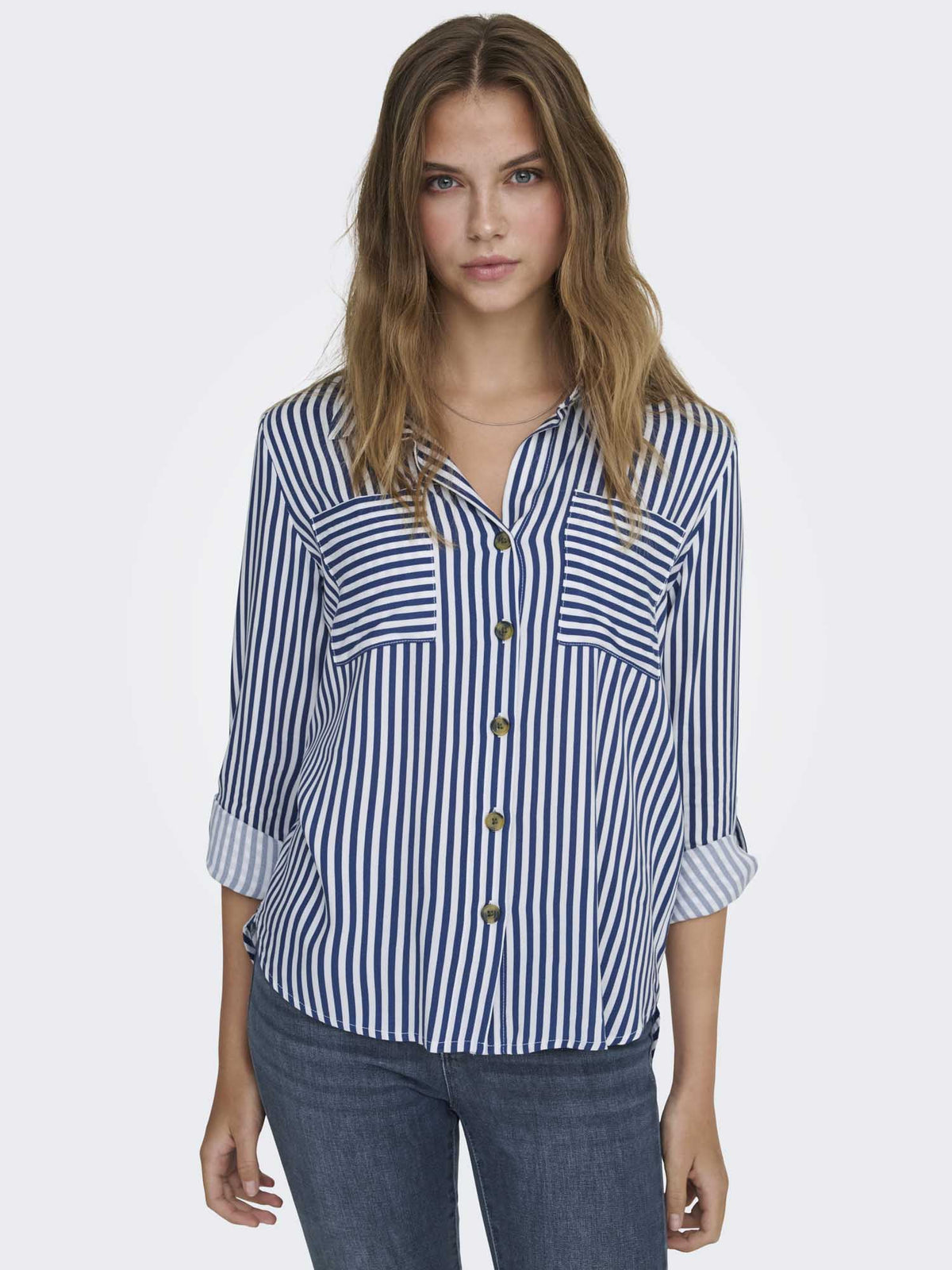 Only yasmin camicia da donna bianco-blu