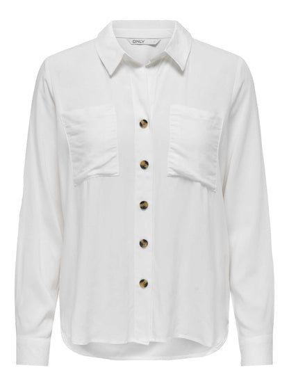 Only Asmin, camicia a manica lunga bianca da donna versatile e casual