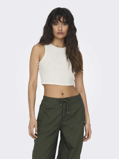 Only Vilma canotta crop donna bianca