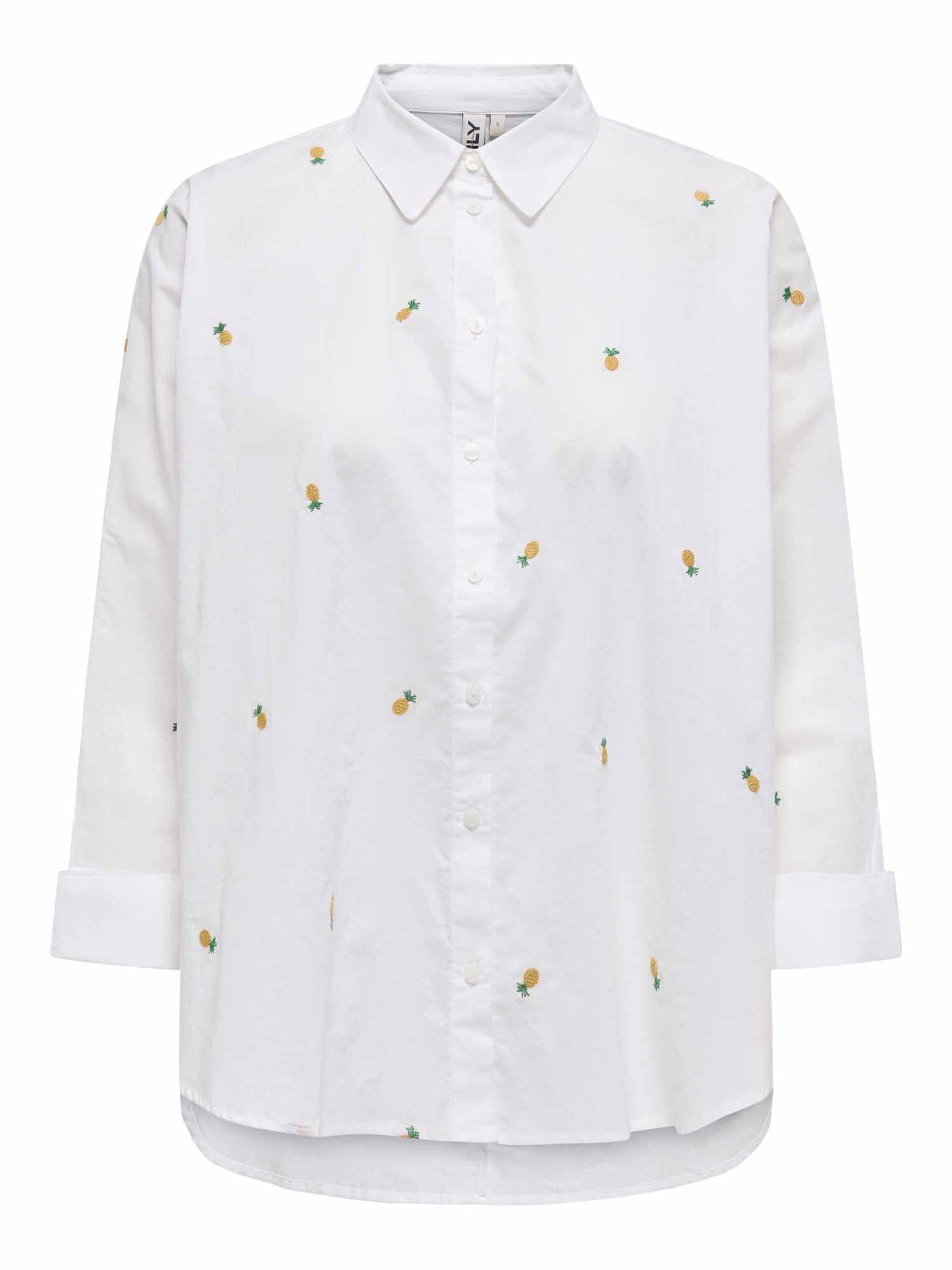 Camicia Lina Grace di Only bianca da donna con ricami a cuori