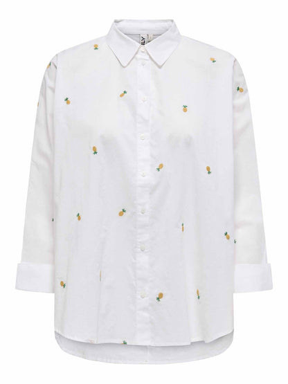 Camicia Lina Grace di Only bianca da donna con ricami a cuori