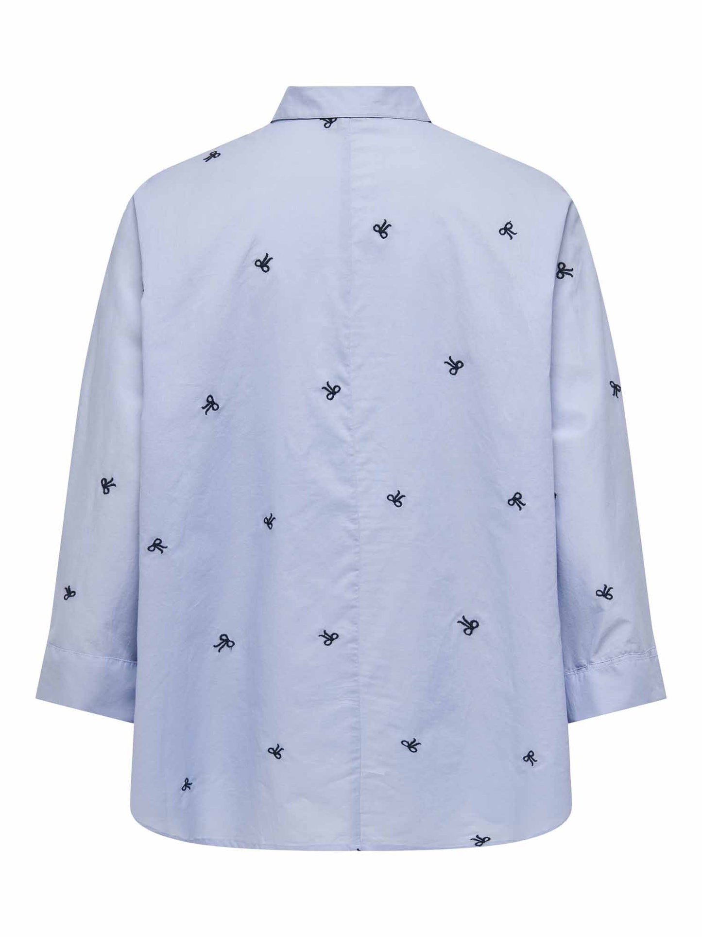 Camicia Brunn in cotone azzurra da donna con ricami delicati