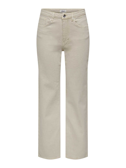 Jeans donna Only Juicy Wide in ecru dal taglio ampio