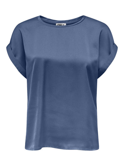 Top Only Lieke in satin blu da donna per Primavera-Estate
