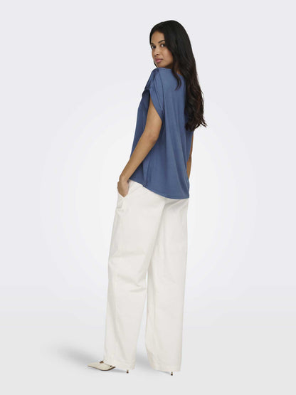 Top Only Lieke in satin blu da donna per Primavera-Estate