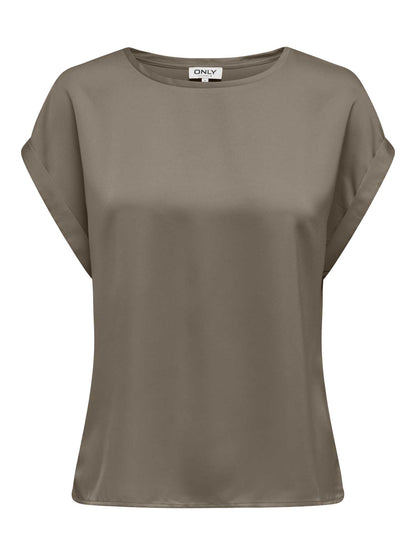 Only Lieke, top donna marrone dalla texture satinata