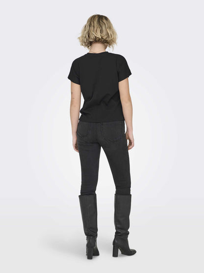 Only Erica, t-shirt maniche corte da donna nera casual