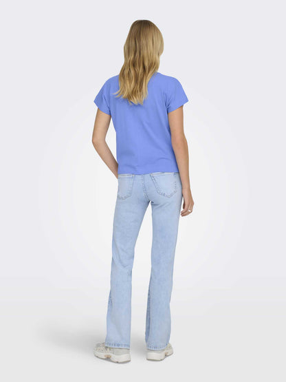 Only Onlerica, t-shirt oversize donna in cotone azzurra