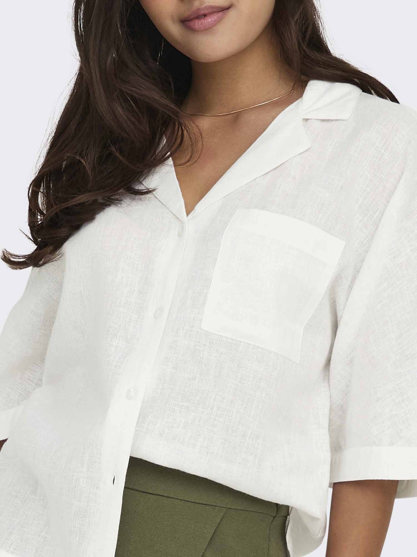 Camicia Only Bruxelles da donna bianca in viscosa e lino