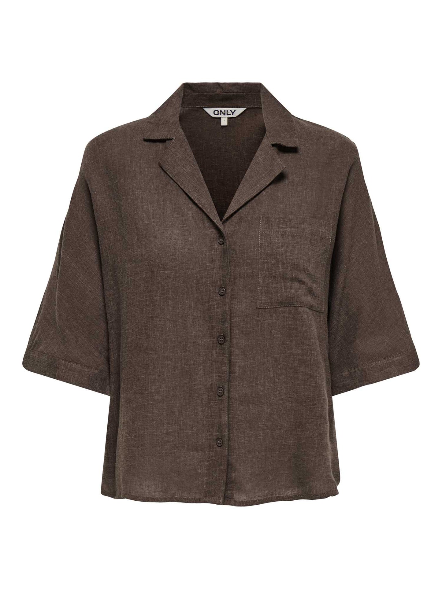 Camicia Only Bruxelles donna marrone in lino e viscosa