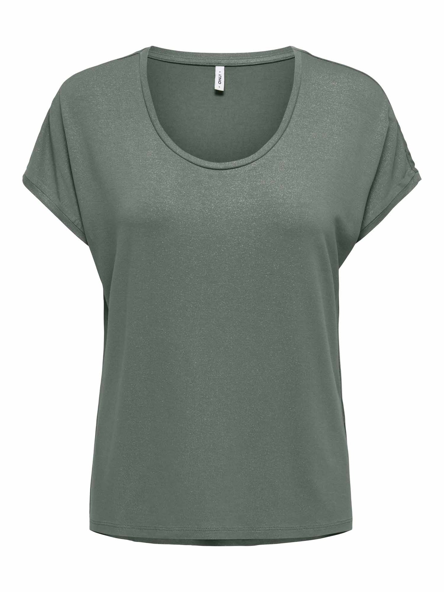 T-shirt donna Only Carrie Glitter verde con maniche corte