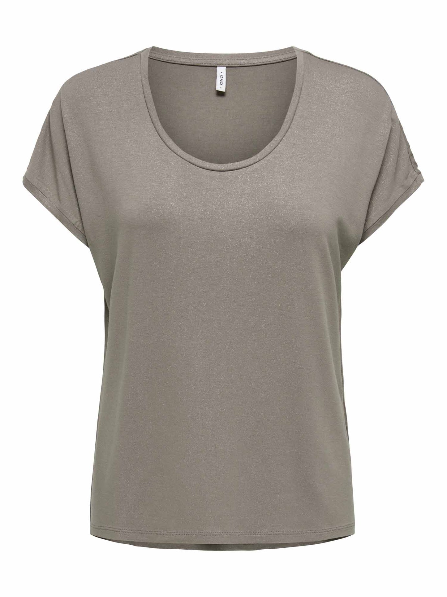 T-shirt casual Only da donna in cotone marrone con glitter