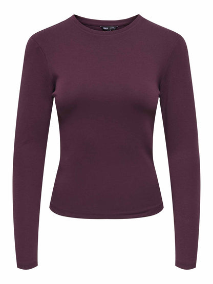 Only Riley, t-shirt maniche corte da donna bordeaux