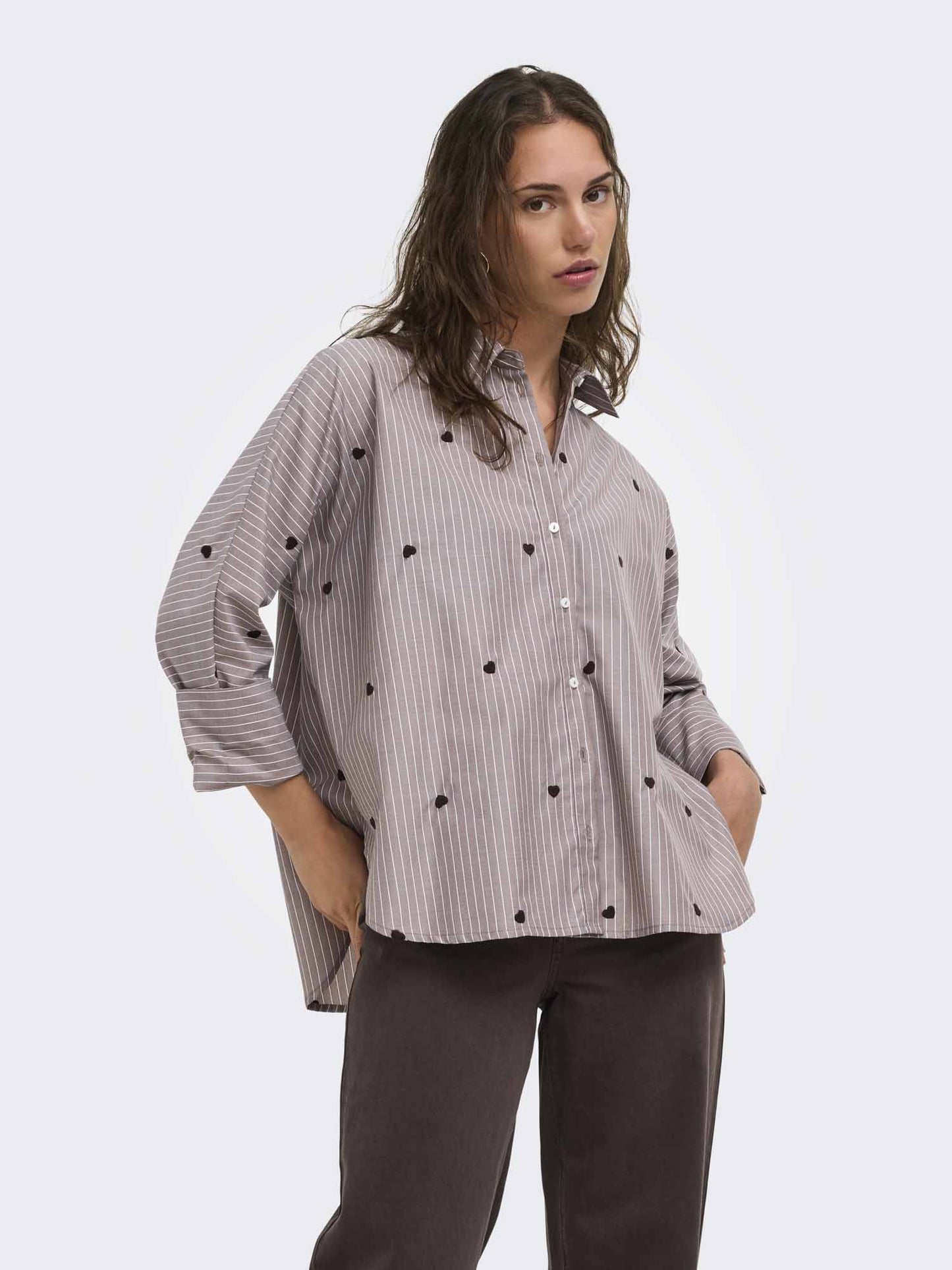 Only Onlnew Lina Grace, camicia da donna marrone