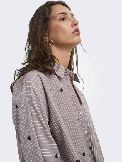 Only Onlnew Lina Grace, camicia da donna marrone