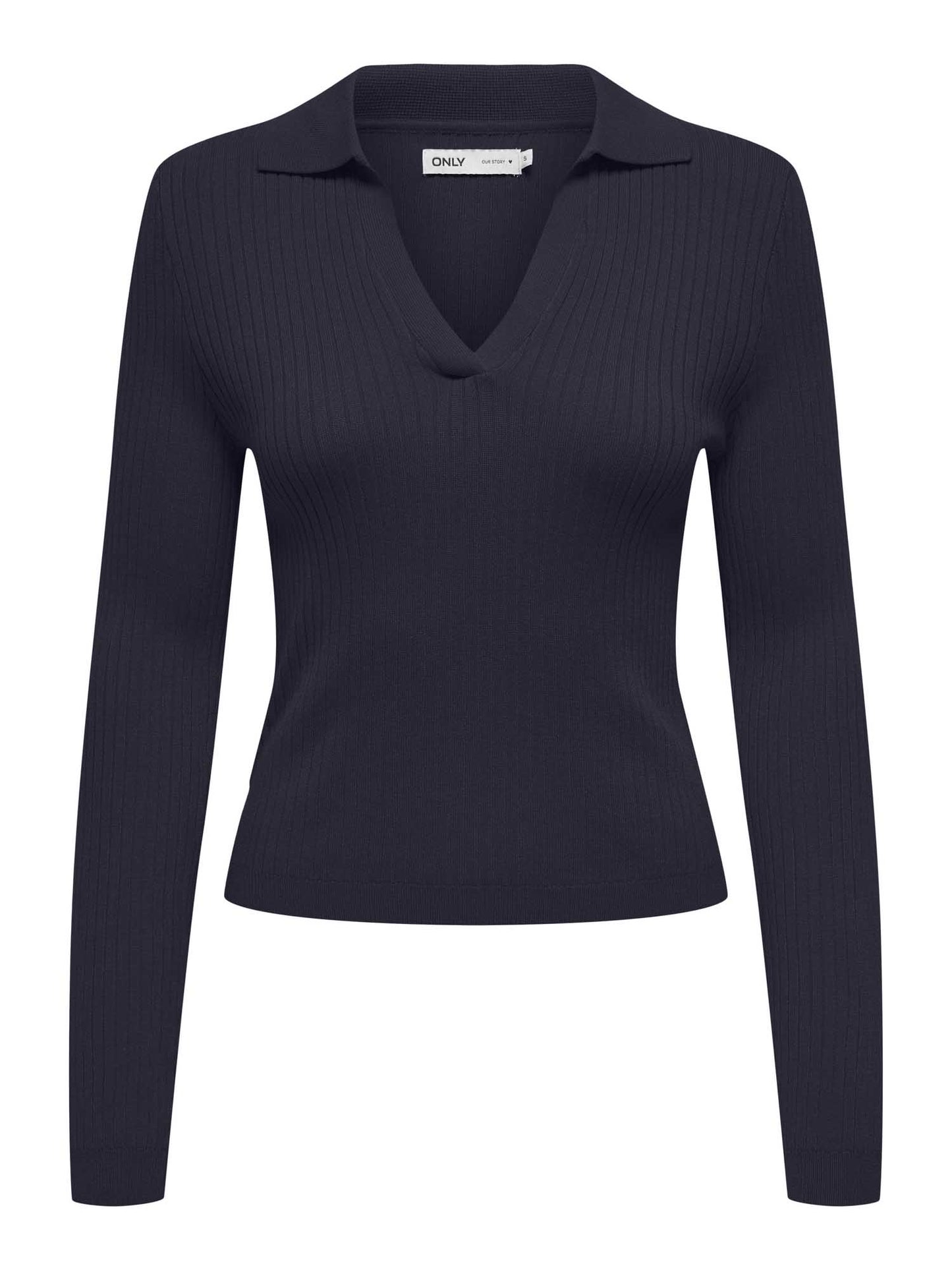 Only Onlkaya, polo a maniche lunghe da donna blu in viscosa