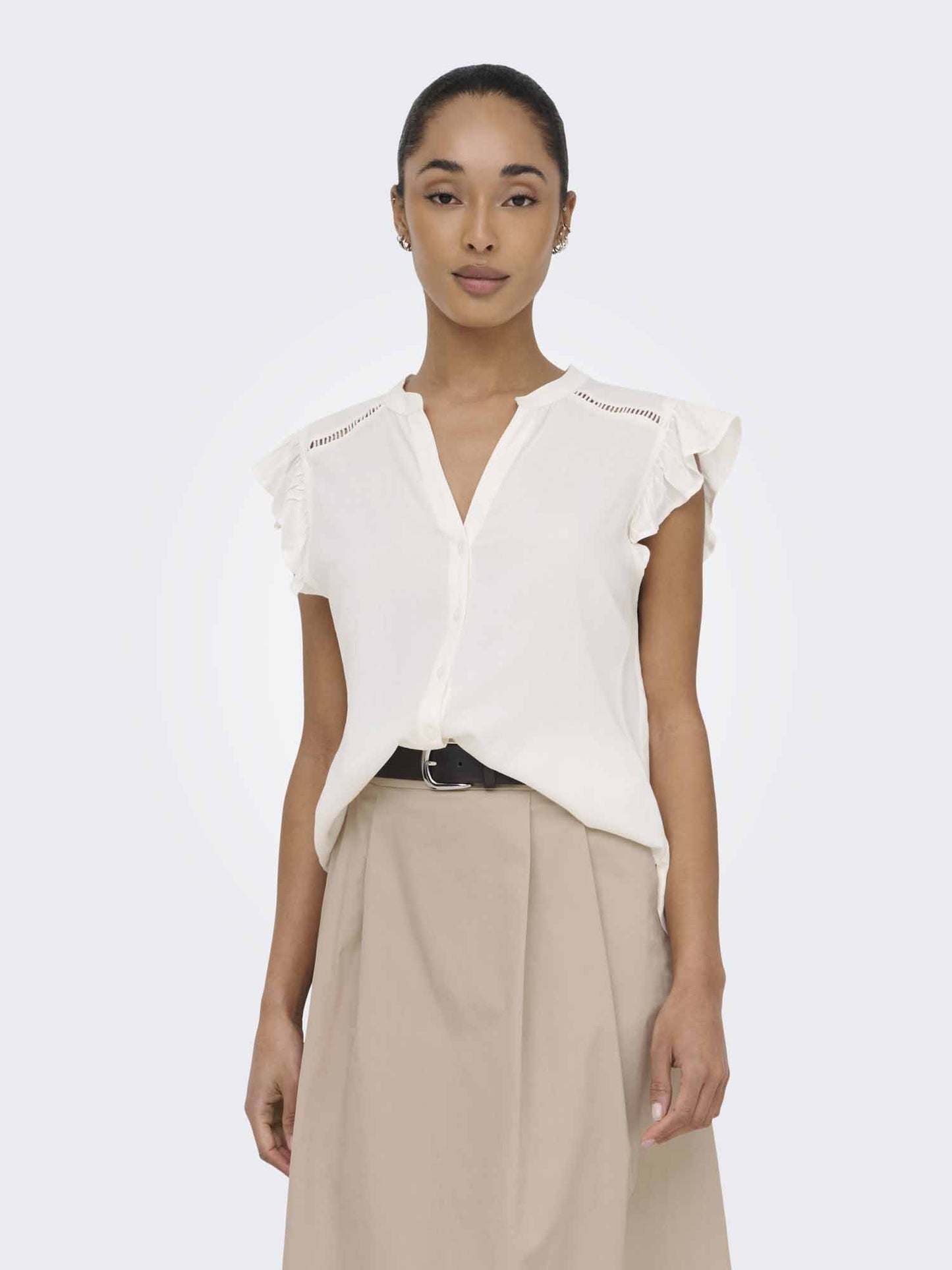Only N. Rosella, camicia bianca da donna in stile femminile