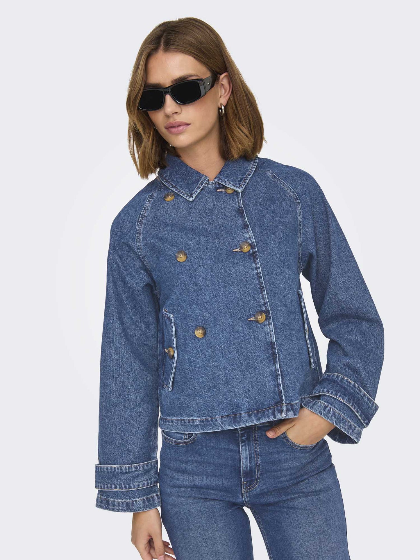 Only Trench April, giubbino denim casual da donna blue medium