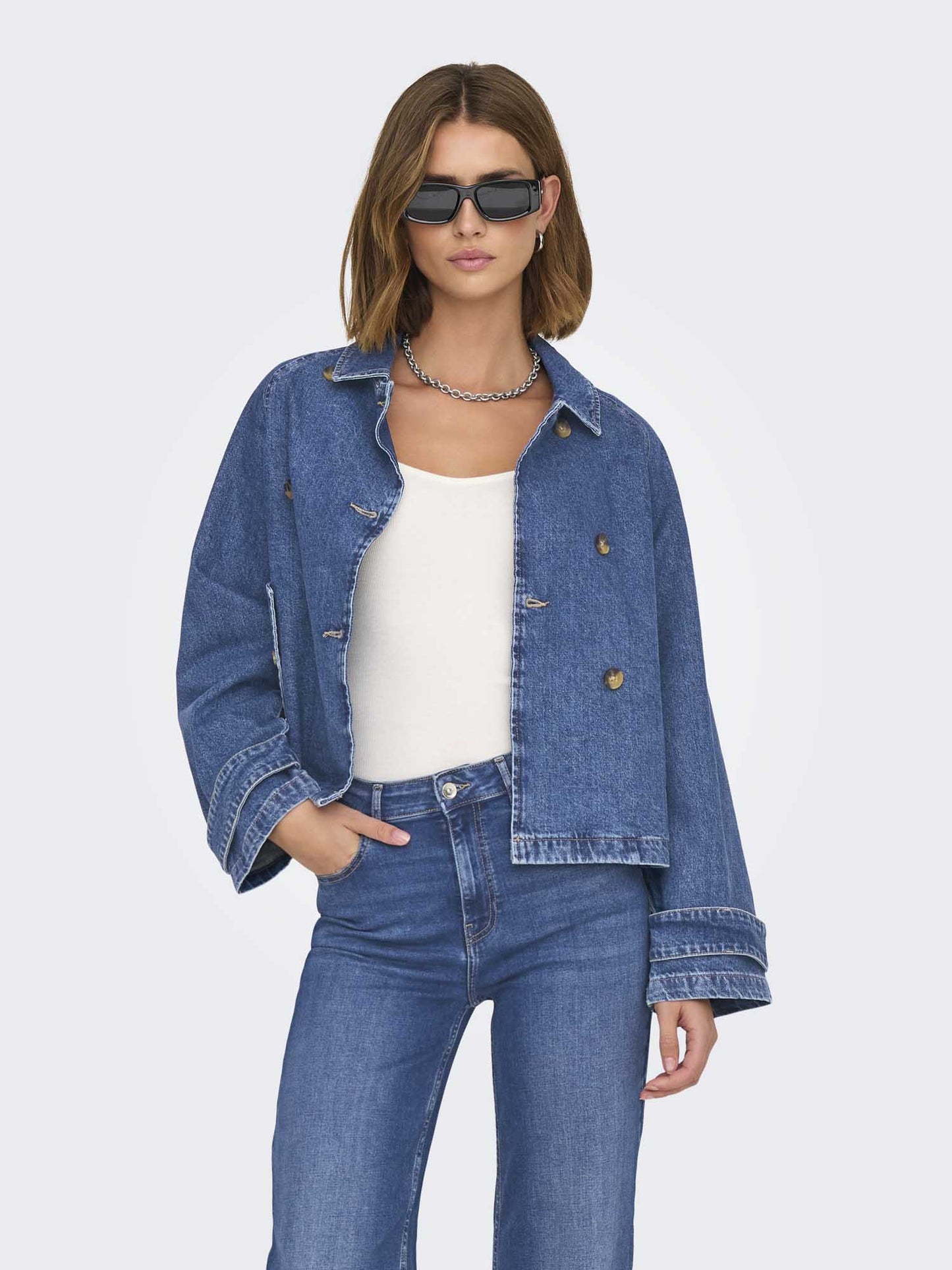 Only Trench April, giubbino denim casual da donna blue medium