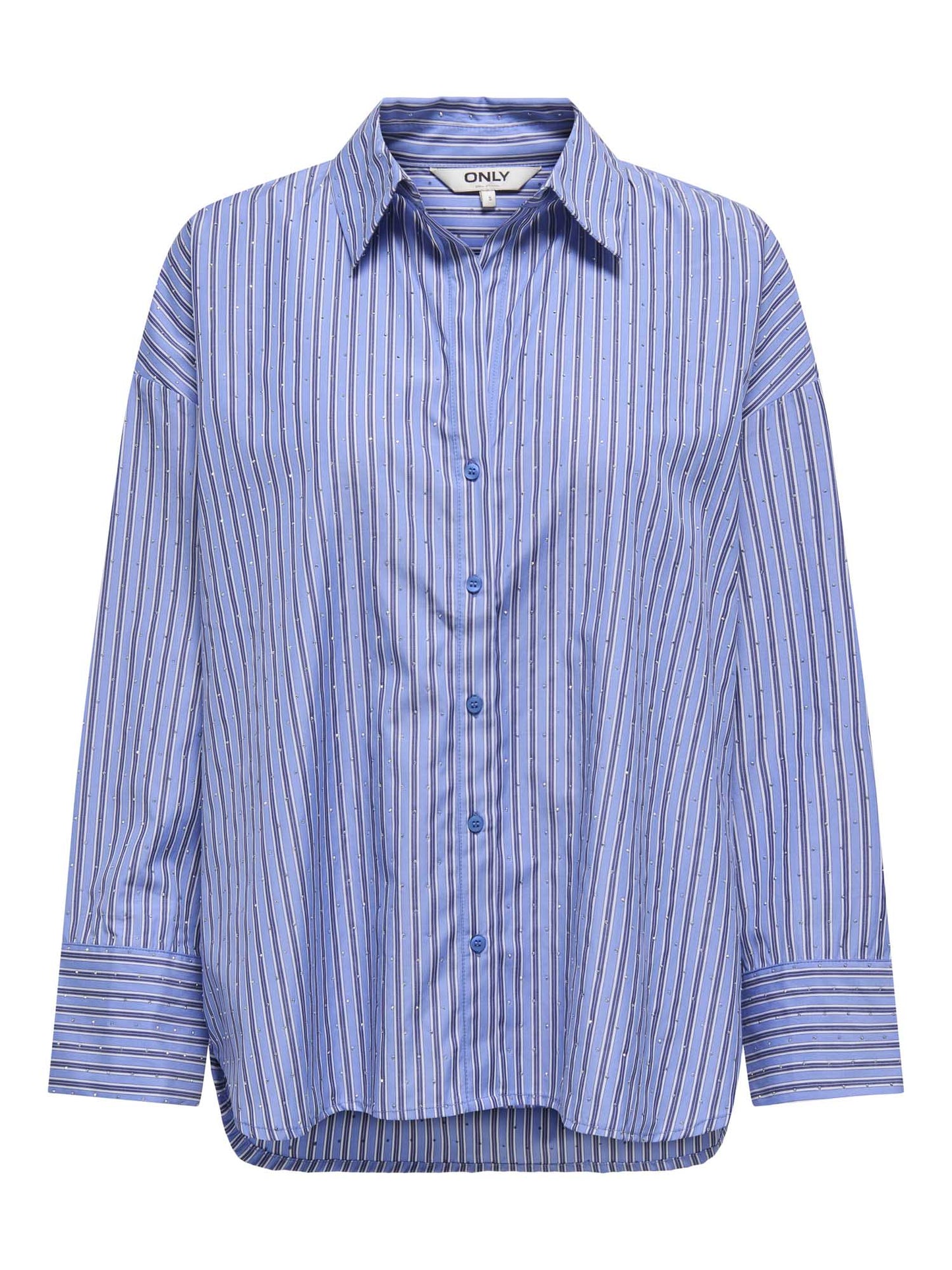 Camicia oversize Only Onloregon Alva in cotone blu con strass da donna