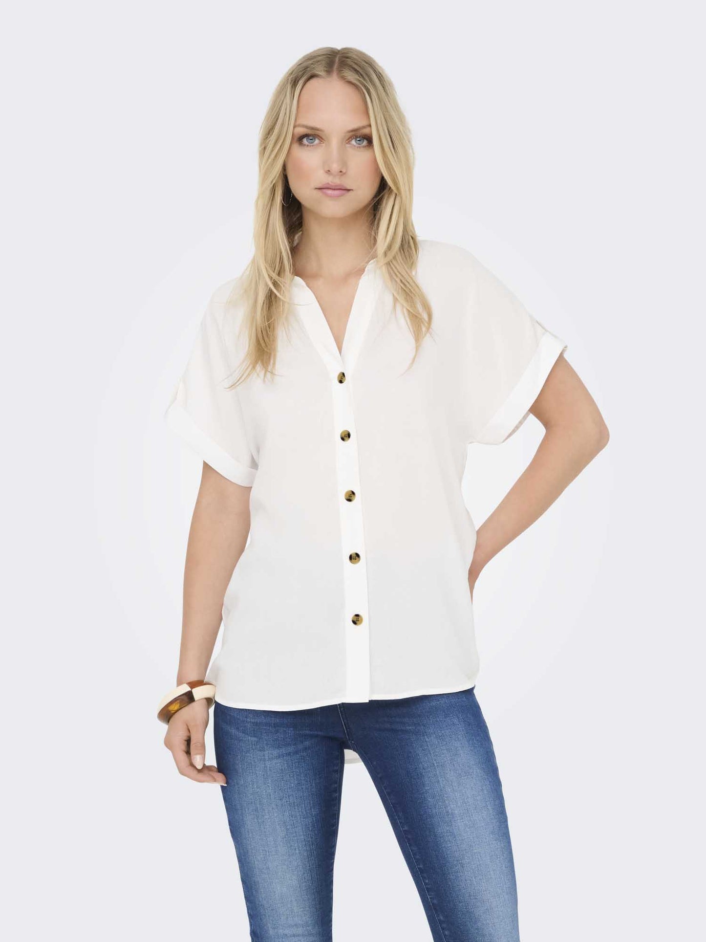 Camicia Only Yasmin bianca da donna a vestibilità classica