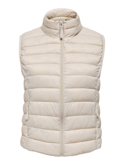 Only Tahia, gilet imbottito leggero beige da donna