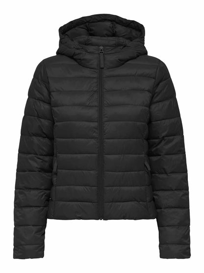 Giacca trapuntata Only Tahia da donna nera con cappuccio