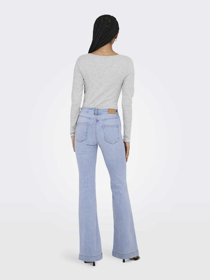 Jeans Only Blush Flared donna in denim chiaro a vita media
