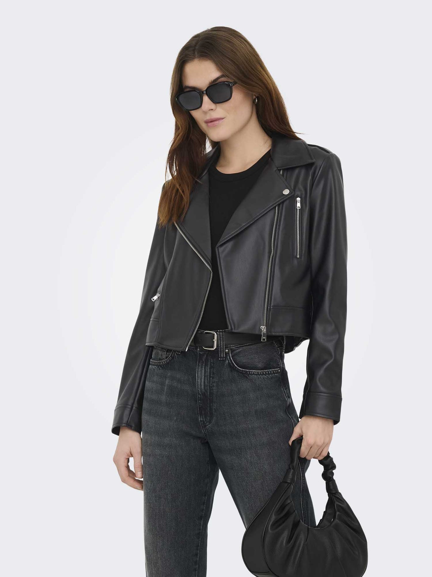 Only Onlcarmen, giubbotto biker ecopelle nero da donna