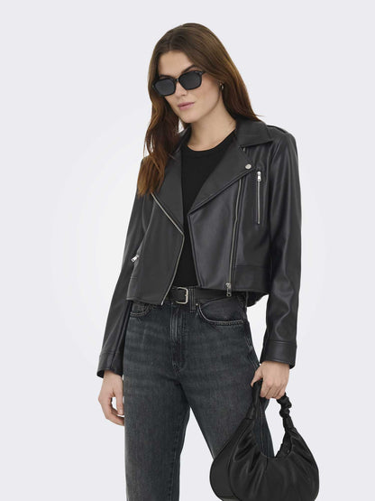 Only Onlcarmen, giubbotto biker ecopelle nero da donna