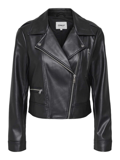 Only Onlcarmen, giubbotto biker ecopelle nero da donna