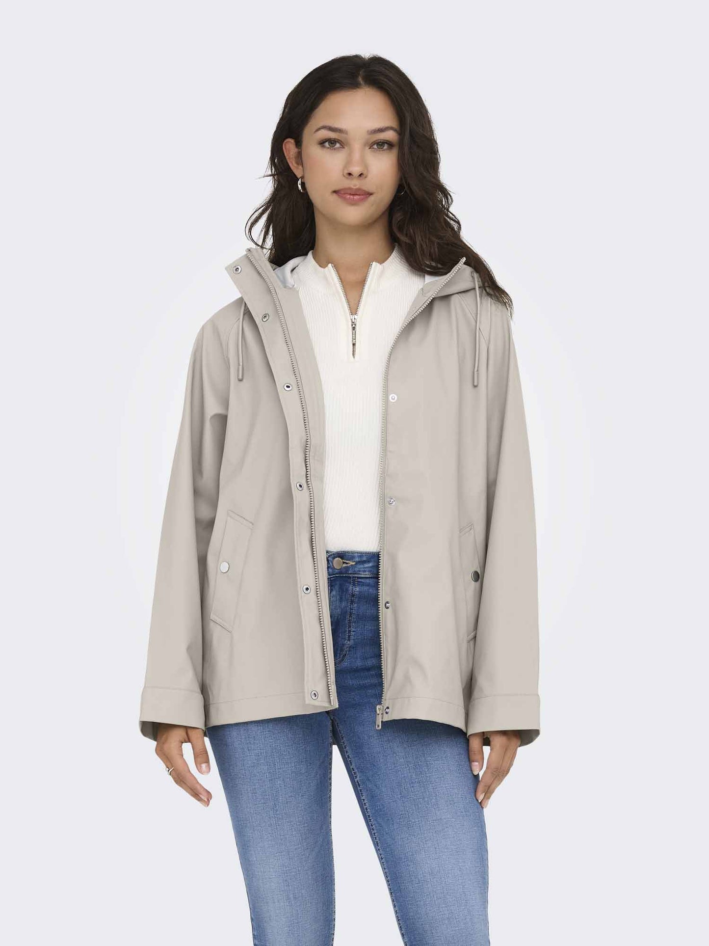 Only Onlelisa, giubbino impermeabile beige da donna casual