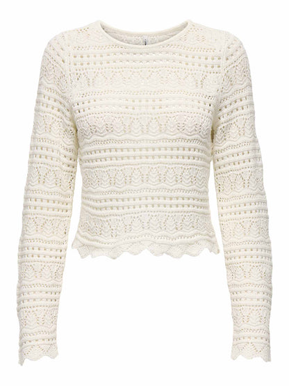 Maglione Only Onlelke Life donna in cotone riciclato panna
