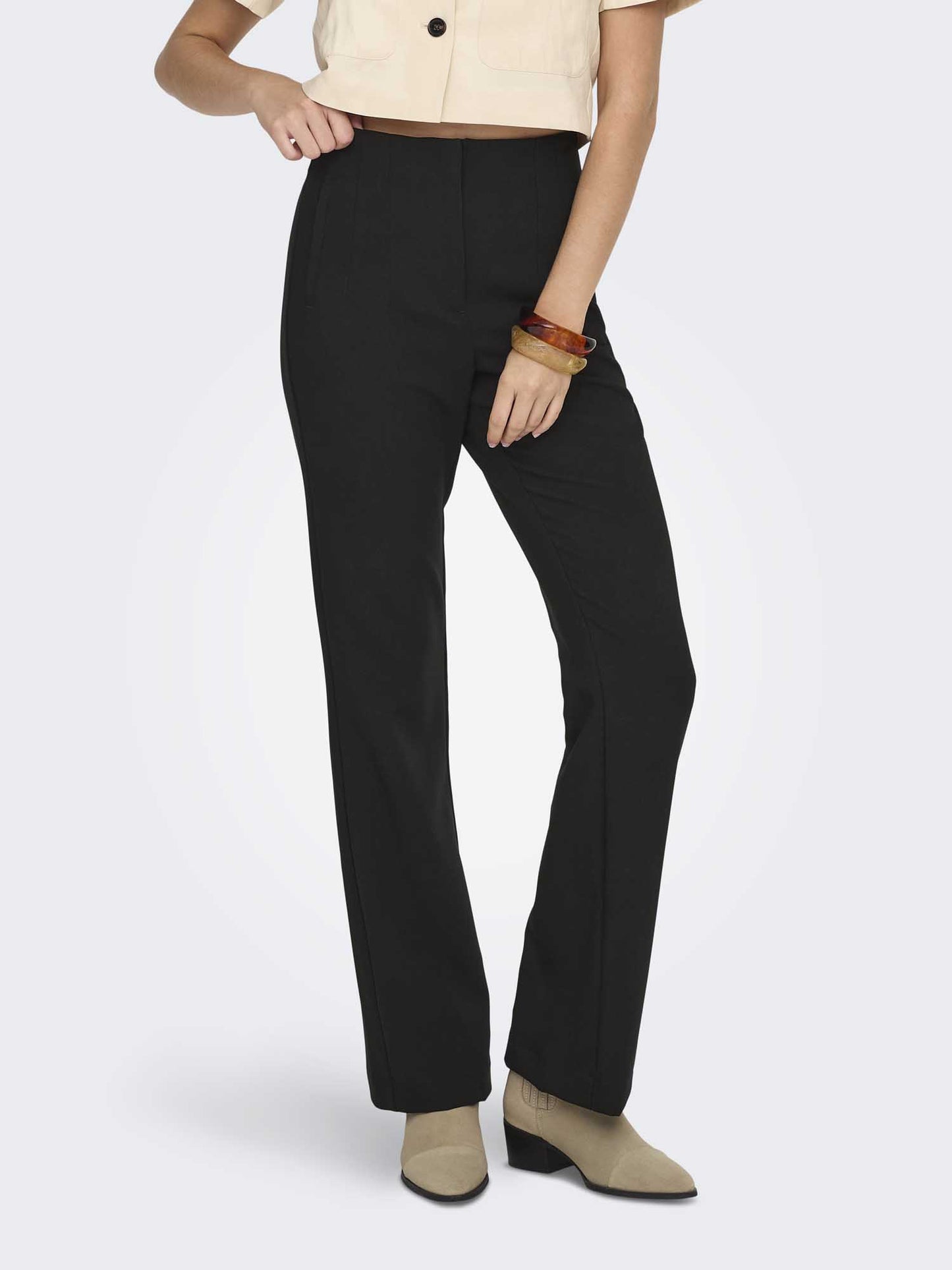 Pantaloni flare Onlraven Life a vita alta neri da donna