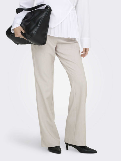 Only Onlraven Life, pantaloni flare a vita alta beige da donna
