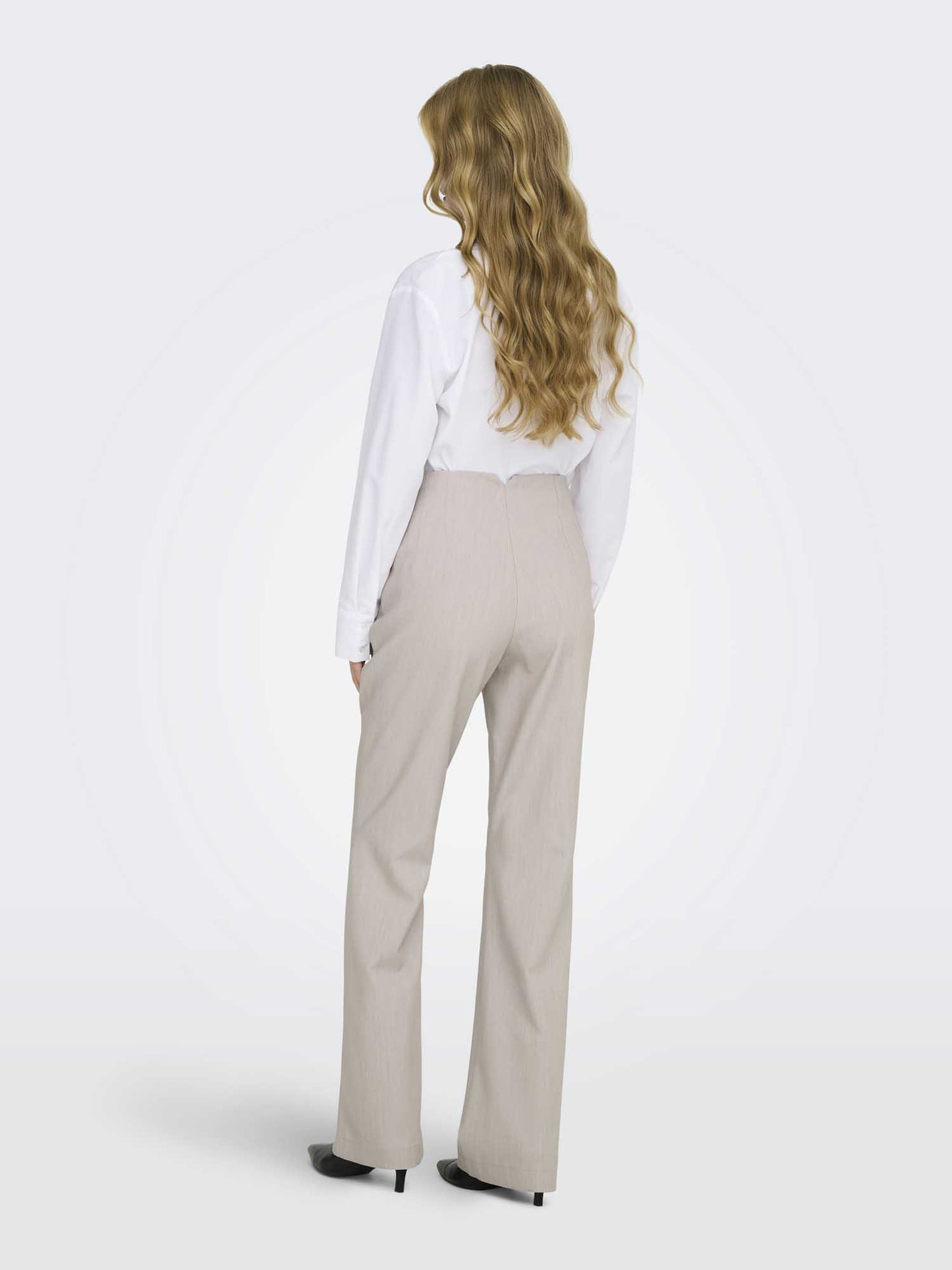 Only Onlraven Life, pantaloni flare a vita alta beige da donna
